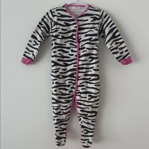 next Black & White Zebra Footed One-Piece with Pink Trim
